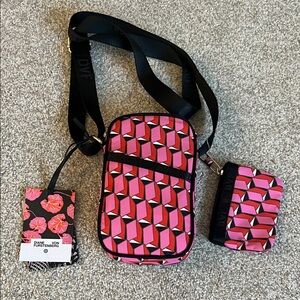 Diane Von Furstenberg Pink and Black Geometric Crossbody Set